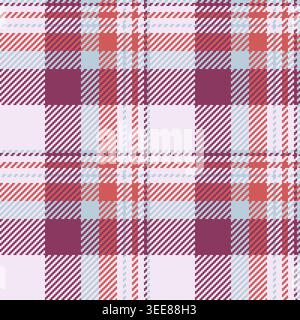 Brazil tartan textile check, new york background seamless vector. Herringbone texture fabric plaid pattern in light and pink colors palette. Stock Vector