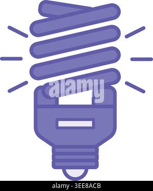 Purple Light Bulb Icon. Vector Icon. Fluorescent or Energy-Saving Light Bulb. Device for Night Lighting. Concept Idea Stock Vector