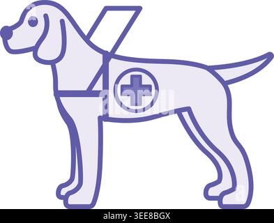 Colored Guide Dog Icon. Vector Illustration. A Specially Trained Animal That Helps Blind People Move. Disability Concept Stock Vector