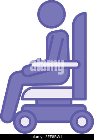 Colored Mobility Aid Icon. Vector Illustration. Disabled Person on Wheelchair Scooter. Medicine, Accessibility. Disability Concept Stock Vector