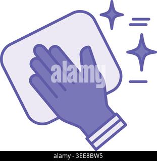 Colored Clean Icon. Vector Illustration. House Cleaning. Human Hand Wiping Dust With Rag. Hygiene Concept Stock Vector