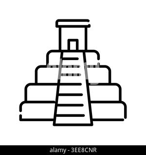 aztec pyramid color line icon. Vector isolated element. Editable stroke. Stock Vector