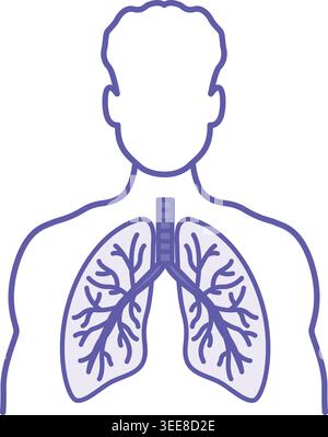 Colored Lungs Icon. Vector Illustration. Lungs Inside a Human. Body Part, Internal Organ. Anatomy, Medicine. Lung Disease Concept Stock Vector