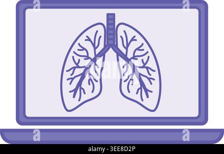 Colored Lung Screening Icon. Vector Illustration. Lung Examination Complex, Disease Detection. Computer Tomography, Medicine. Lung Disease Concept Stock Vector
