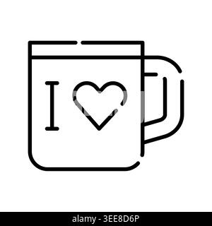mug souvenir color line icon. Vector isolated element. Editable stroke. Stock Vector
