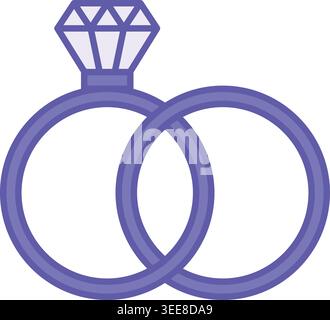 Colored Marriage Icon. Vector Illustration. Two Wedding Rings. Legally Registered Marital Relationship. Concept Psychology Stock Vector