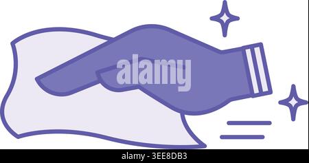 Colored Wipe Icon. Vector Illustration. House Cleaning, Dust Wiping. Human Hand and Wet Rag. Hygiene Concept Stock Vector