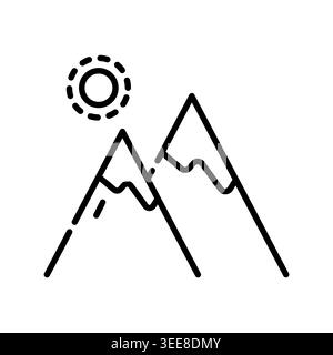 mountain peaks color line icon. Vector isolated element. Editable stroke. Stock Vector