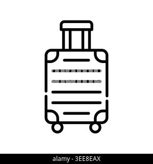 rolling suitcase color line icon. Vector isolated element. Editable stroke. Stock Vector