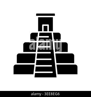 aztec pyramid color line icon. Vector isolated element. Editable stroke. Stock Vector