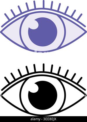 Eye Icons. Vector Illustrations. Human Organ, Medicine, Vision Organ. Anatomy Concept Stock Vector
