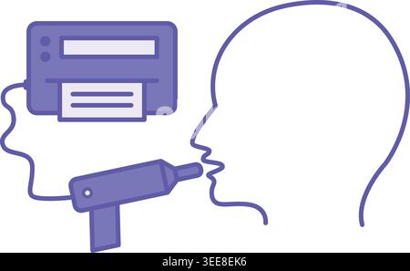 Colored Spirometry Icon. Vector Illustration. Method Of Studying The Lungs And Bronchi. Human Head And Medical Device. Lung Disease Concept Stock Vector