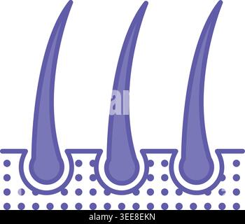 Colored Hair Icon. Vector Illustration. Hair Bulbs, Human Body Part. Concept Anatomy Stock Vector