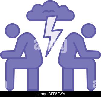 Colored Conflicts Icon. Vector Illustration. Clash of Oppositely Directed Goals, Interests, and Opinions. Two People Sitting Turned Away From Each Oth Stock Vector