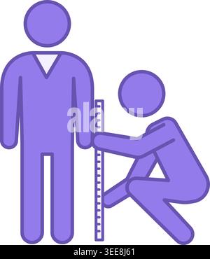 Colored Tailor Icon. Vector Illustration. Tailor Taking Measurements Of Client's Parameters With Tape For Sewing Clothes. Fashion Concept Stock Vector