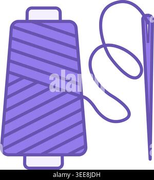 Colored Sewing Thread Spool Icon. Vector Illustration. Thread and Needle. Sewing Kit. Fashion Concept Stock Vector
