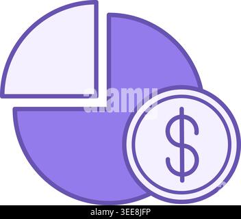 Colored Shares Icon. Vector Illustration. Company Share, Part of Business. Profit from Investment. Stock Market Concept Stock Vector