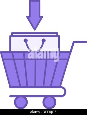 Colored Buy Icon. Vector Illustration. Shopping Cart and Bag. Buying Goods or Financial Assets. Stock Market Concept Stock Vector