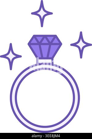 Colored Jewellery Icon. Vector Illustration. Diamond Ring. Accessory, Decoration Item. Fashion Concept Stock Vector