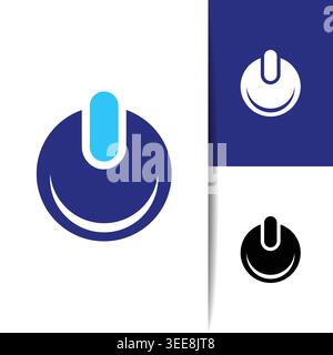Clean and modern power button icon design featuring minimalist digital technology style. Perfect for apps, websites, interfaces, UI UX projects, start Stock Vector