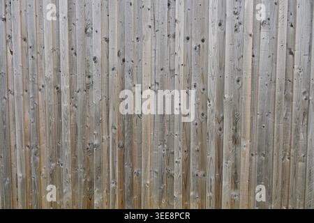 Weathered vertical wooden planks with grey and brown tones Stock Photo