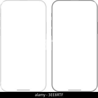 Mobile phone clay mockup devices in gray and black color for social media user interface advertising. Vector illustration Stock Vector