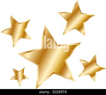 Golden twinkling stars, decorative icon on a white background. Vector illustration Stock Vector