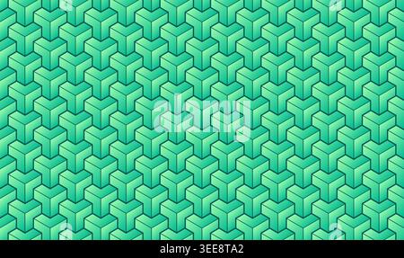 Geometric green color abstract shapes seamless pattern background, vector illustration Stock Vector