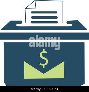 Ballot box with dollar sign icon symbolizing political corruption, money influence and electoral financing issues. Stock Vector