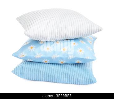 Stack of color cushions isolated on white Stock Photo
