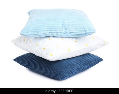 Stack of color cushions isolated on white Stock Photo