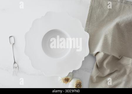 A top down view of a place setting. Stock Photo