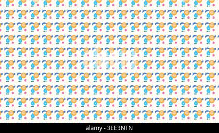 Seamless Ocean Theme Pattern with Sun, Fish, Starfish and Waves Stock Vector