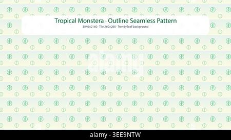 Seamless Tropical Monstera Leaf Outline Pattern on Light Background Stock Vector