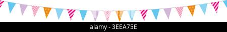 Colorful festive bunting flags banner with polka dots and stripes for birthday party celebration decoration vector illustration Stock Vector