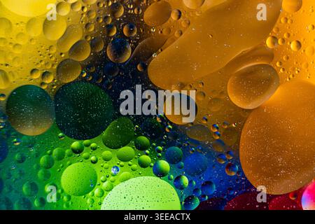 Serene Oil Visuals. Relaxing Macro Oil Scene With Translucent Gradients And Subtle Reflections Stock Photo