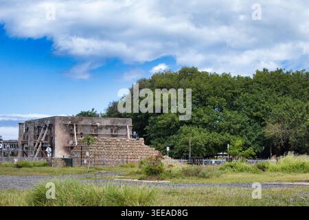 Ruins of the Lahaina courthouse after the Lahaina fire. Stock Photo