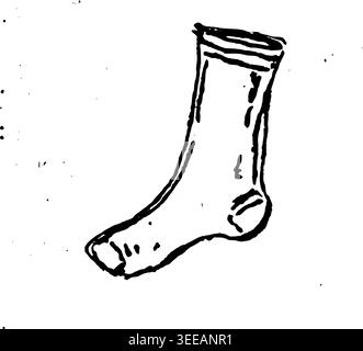 Hand Drawn Athletic Sock Vector Drawing Stock Vector