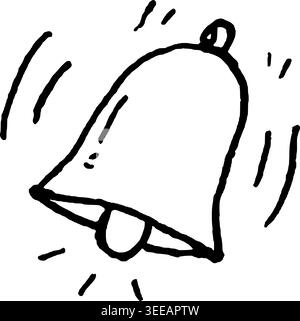 Hand Drawn Notification Bell Vector Line Art Stock Vector