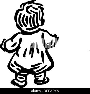 Hand Drawn Toddler Walking Vector Illustration Stock Vector