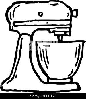 Hand Drawn Stand Mixer Vector Line Art Stock Vector