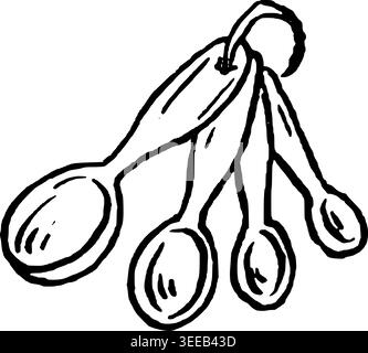Hand Drawn Measuring Spoons Vector Line Art Stock Vector