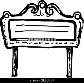 Hand Drawn Vintage Headboard Vector Drawing Stock Vector
