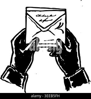 Hand Drawn Hands with Letter Vector Drawing Stock Vector