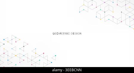 Abstract vector background with simple geometric figures and dots. Graphic design element and polygonal shape pattern Stock Vector