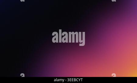 Soft and blurred purple, pink and orange colors on black. Grainy textured gradient background. Abstract high resolution background with noise. Stock Photo