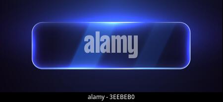 Abstract blue glass banner with glowing light effect. Modern template for web and business. Vector illustration Stock Vector