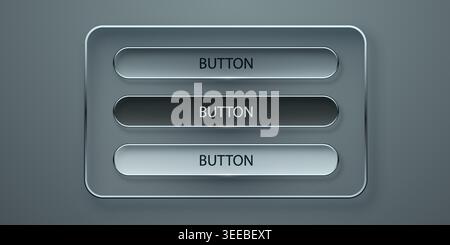 Glassmorphism UI elements with buttons and frames for modern web interface design. Vector illustration Stock Vector