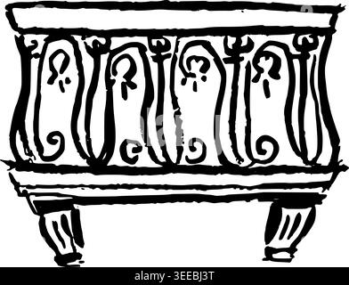 Hand Drawn Theater Balcony Vector Line Art Stock Vector
