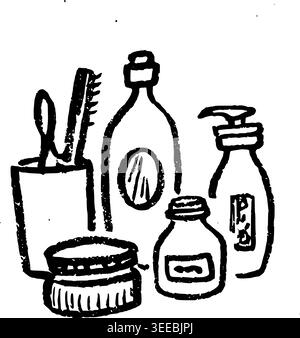 Hand Drawn Cleaning Supplies Group Vector Illustration Stock Vector